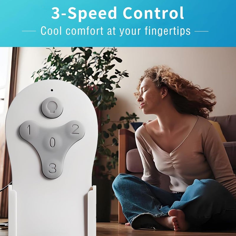 CeilingBreeze Ceiling Fan Remote Control Replacement, Compatible with Harbor Breeze KUJCE10311/TR214A KUJCE10712/TR214B 2BB78-ITL-F304C | 3-Speed + Light Dimmer | Learning Key Setup with Wall Mount (Remote Only) - Image 3